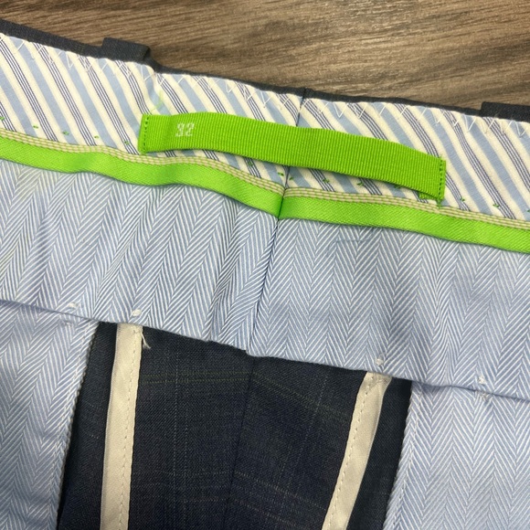 Paul Betenly Blue/Grey w/ Green Windowpane Plaid Dress Pants 32 - Picture 4 of 8